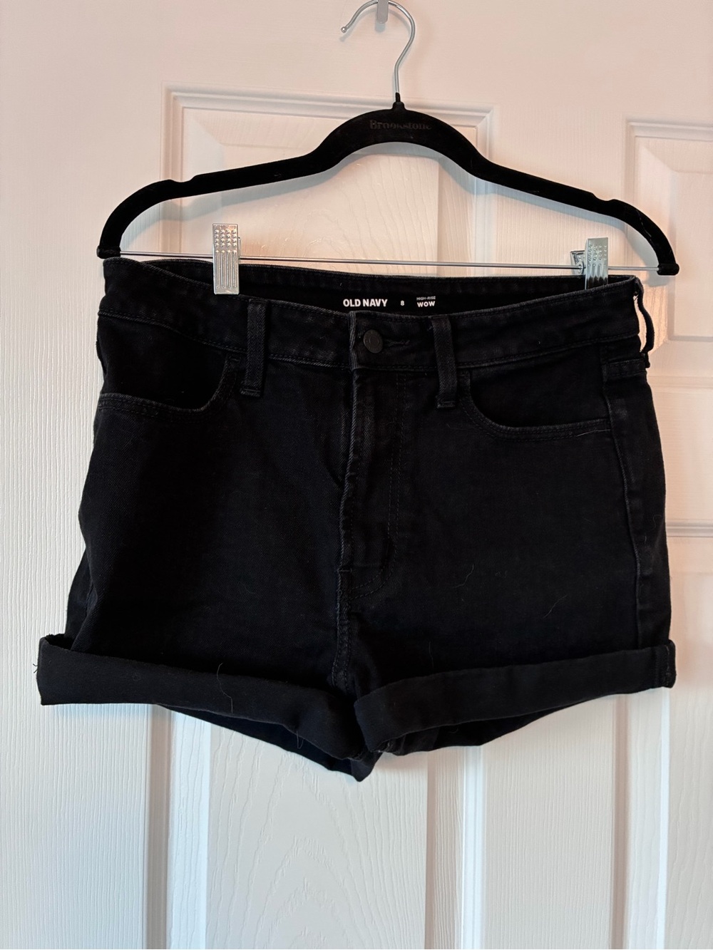 Old Navy Black High-Rise Rolled Cuff Jean Shorts